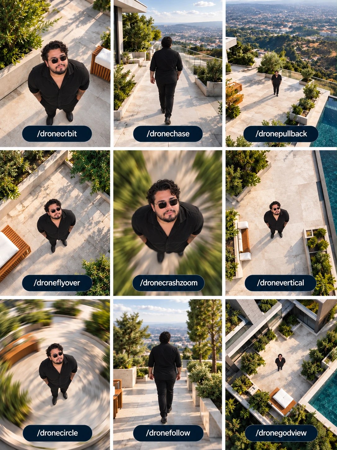 Exemplos de movimentos de drone